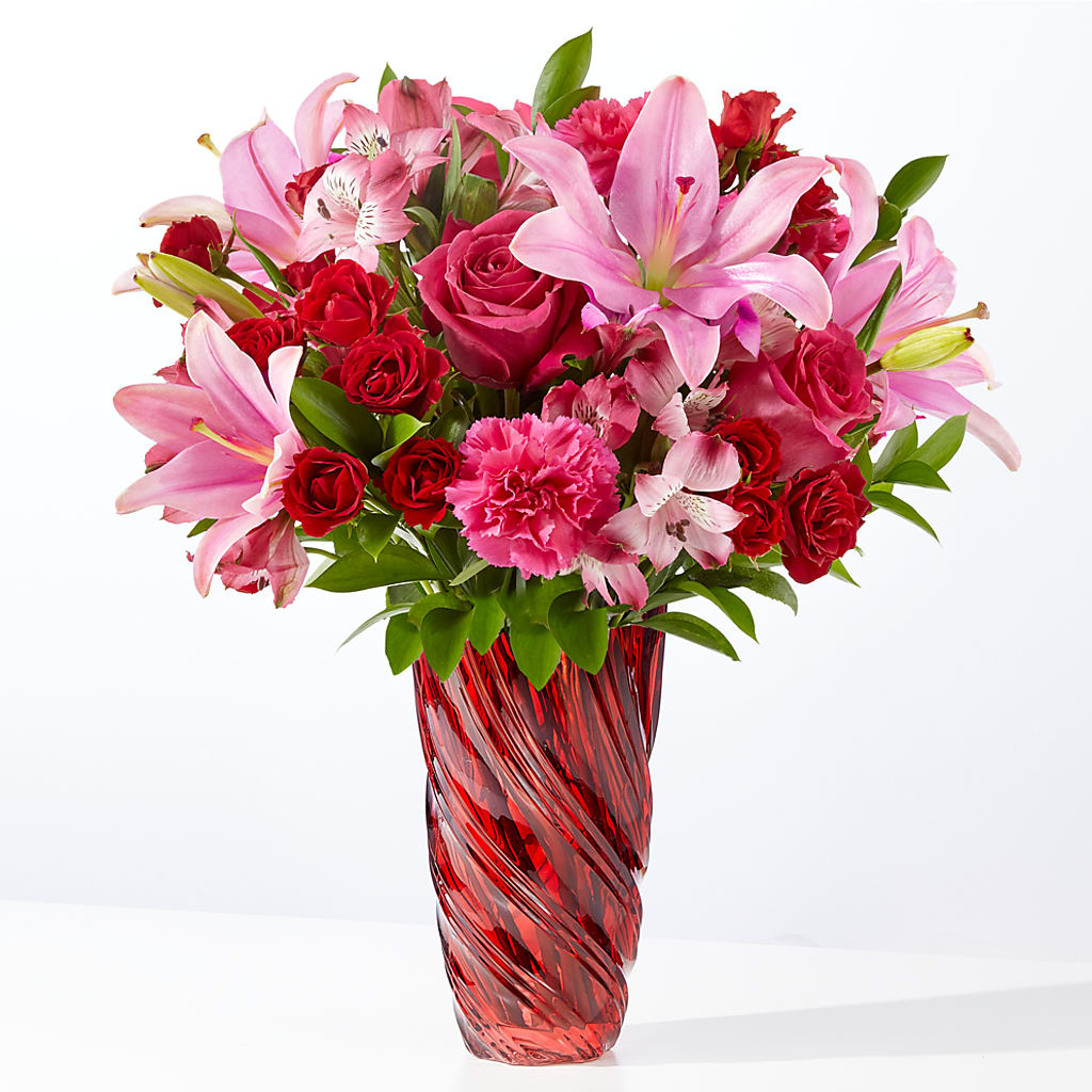 In Love Bouquet with Luxe Swirl Vase – Baldwin Park Florist, Baldwin Park CA