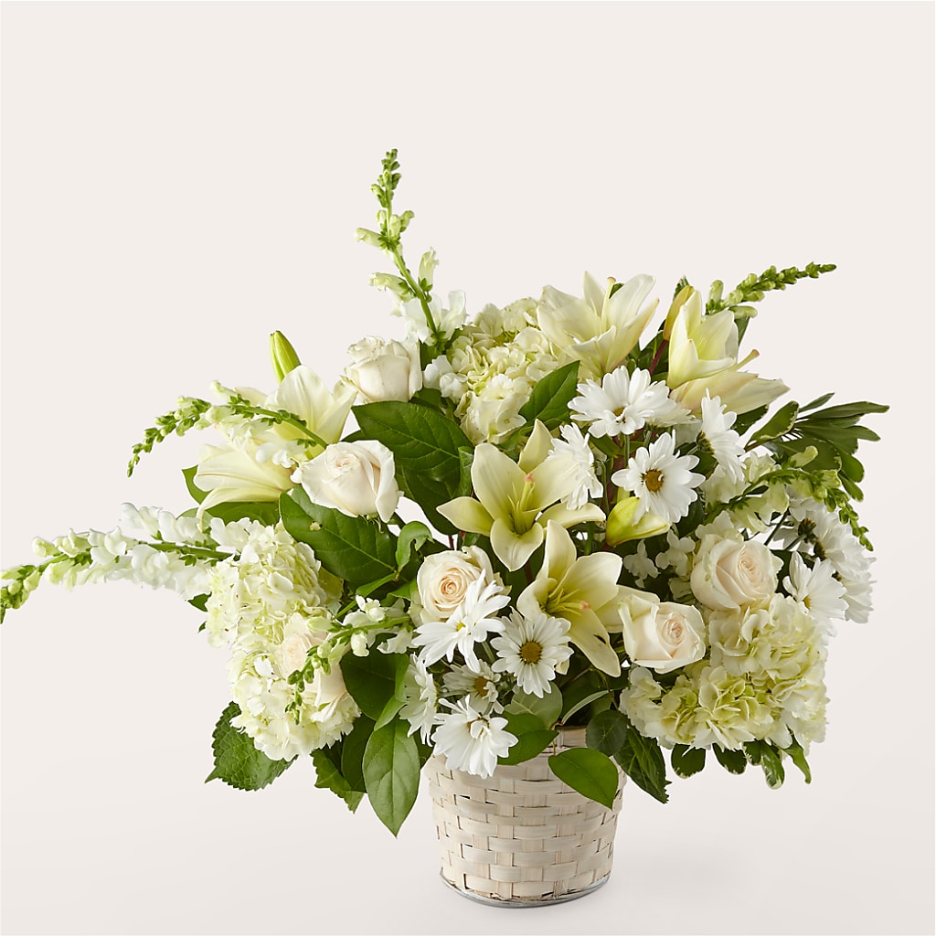 Ivory Elegance Floral Basket – Baldwin Park Florist, Baldwin Park CA