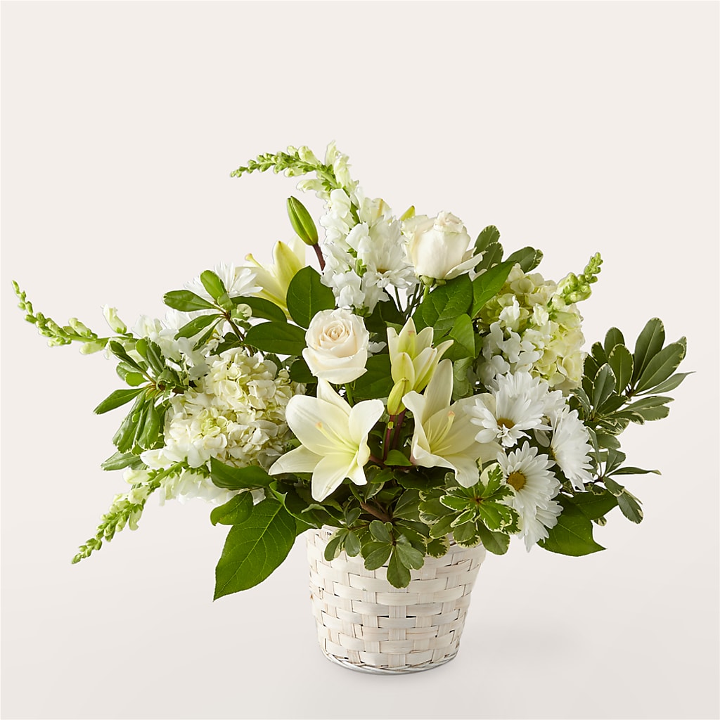 Ivory Elegance Floral Basket – Baldwin Park Florist, Baldwin Park CA