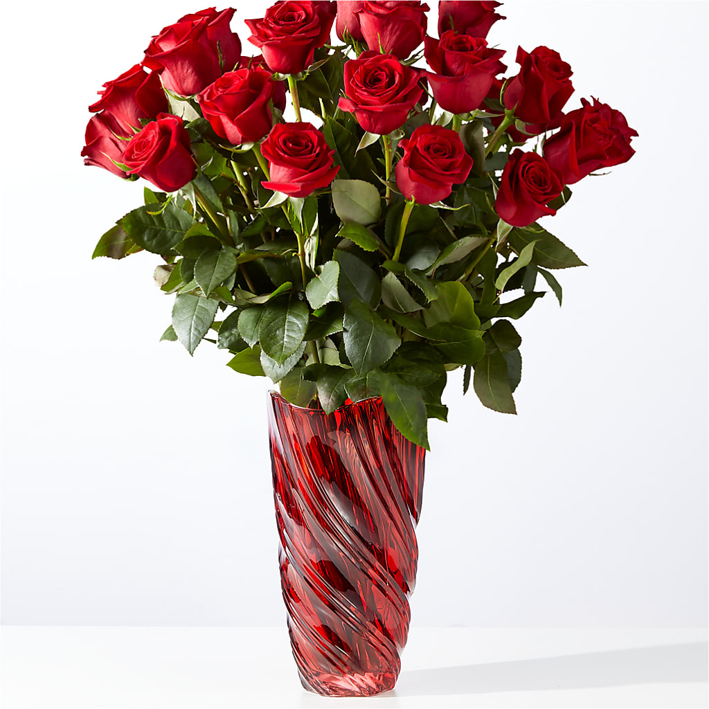 Classic Love Red Rose Bouquet with Luxe Swirl Vase – Baldwin Park Florist, Baldwin Park CA