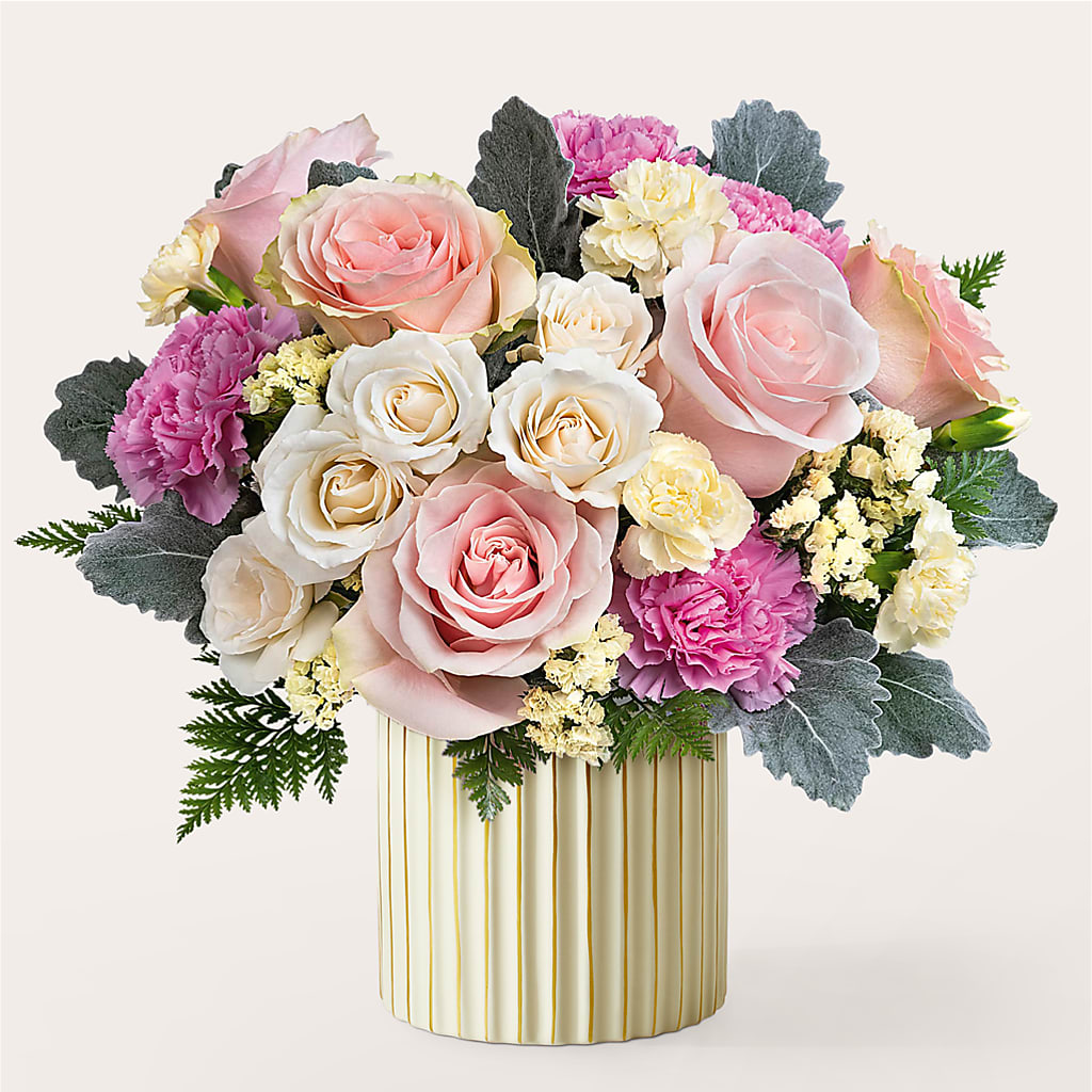 Blissful Moments Bouquet with Ivory Vase –  Baldwin Park Florist, Baldwin Park CA