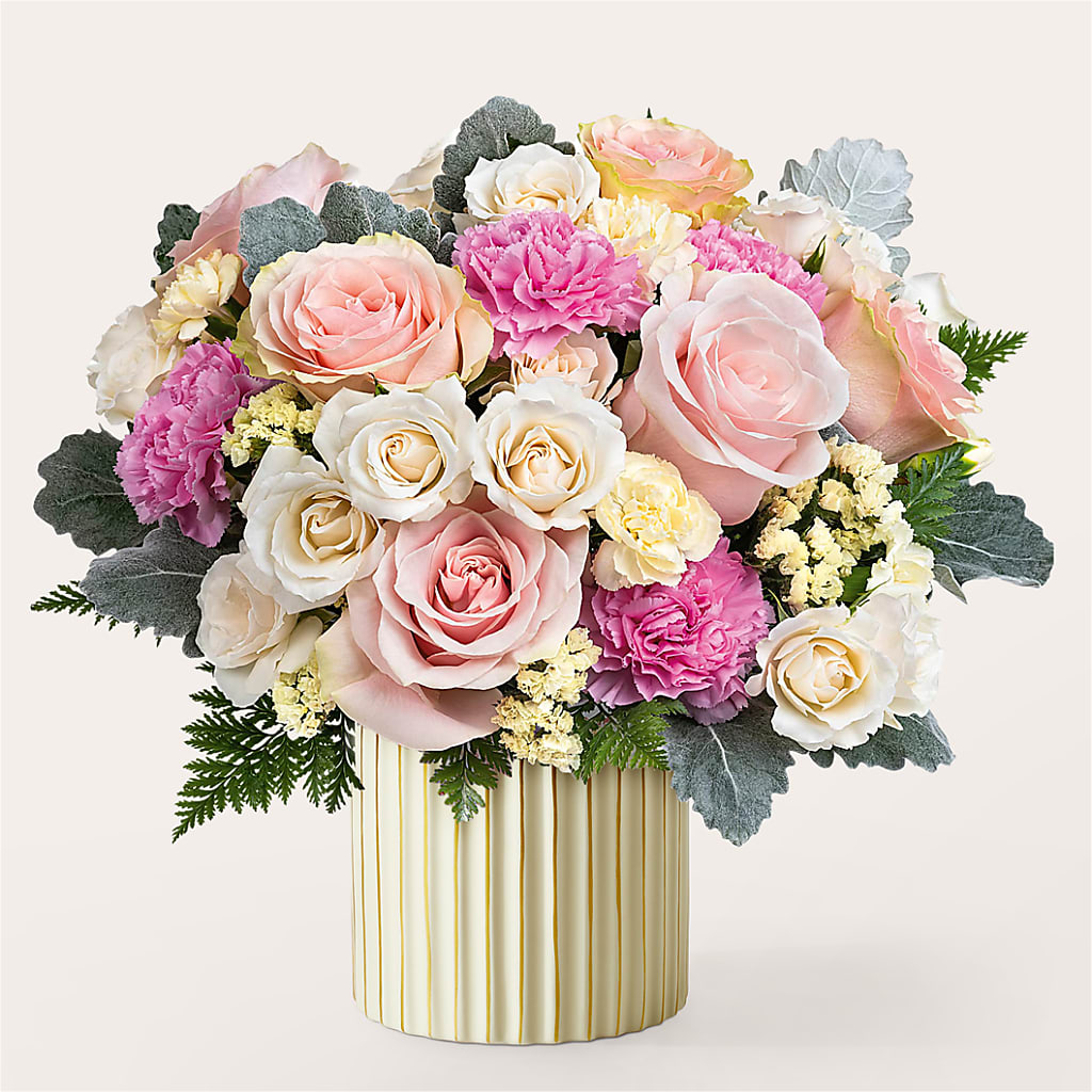 Blissful Moments Bouquet with Ivory Vase –  Baldwin Park Florist, Baldwin Park CA
