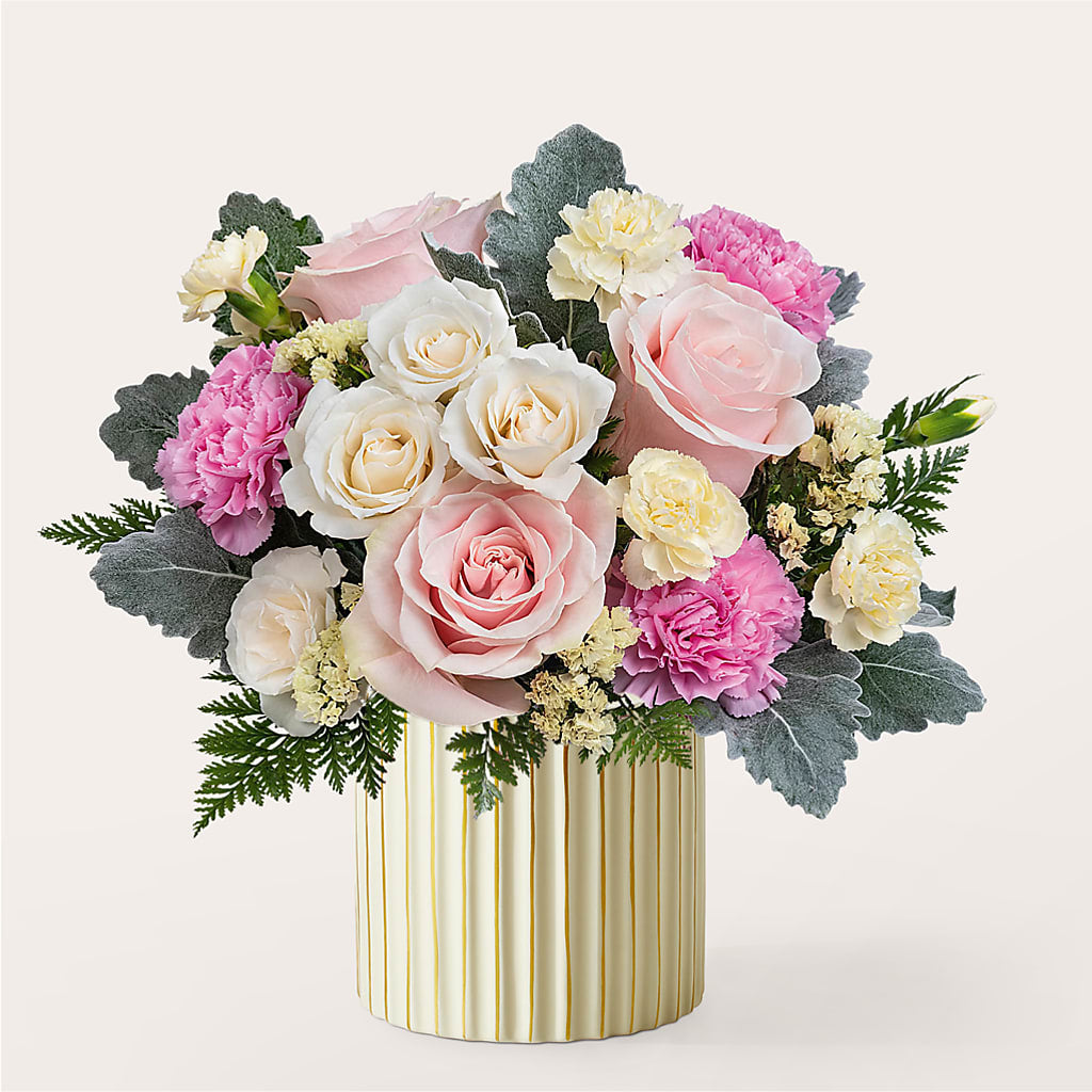 Blissful Moments Bouquet with Ivory Vase –  Baldwin Park Florist, Baldwin Park CA