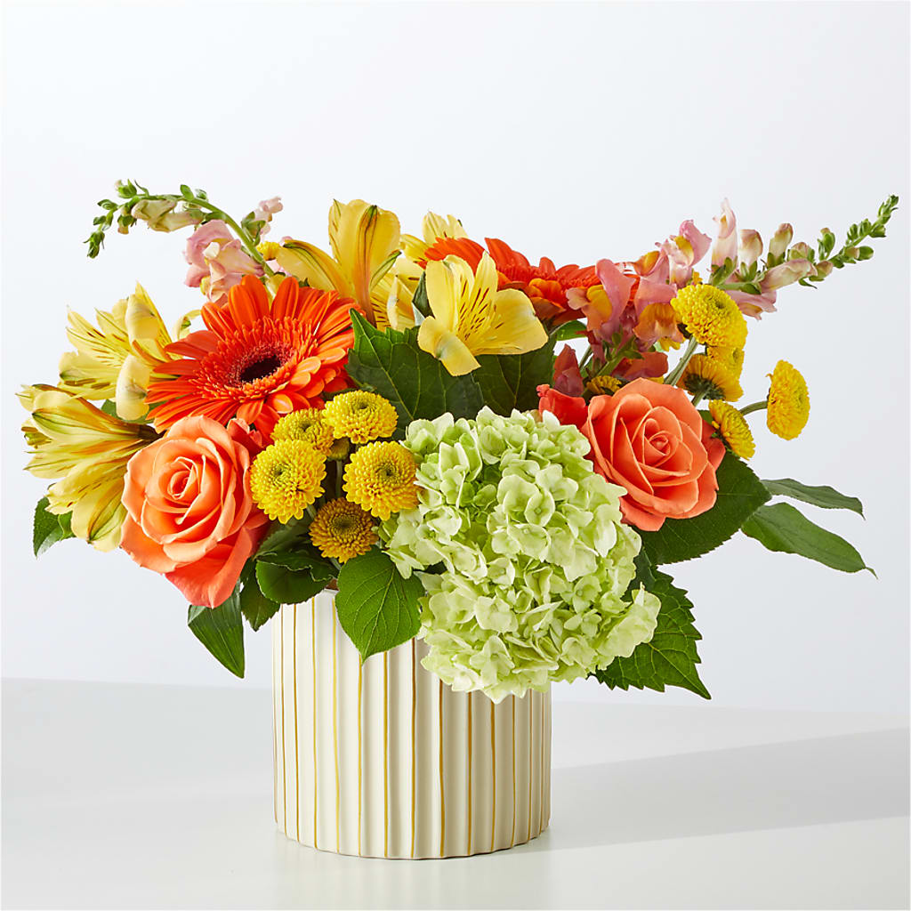 Autumn Sunshine Bouquet with Ivory Vase –  Baldwin Park Florist, Baldwin Park CA