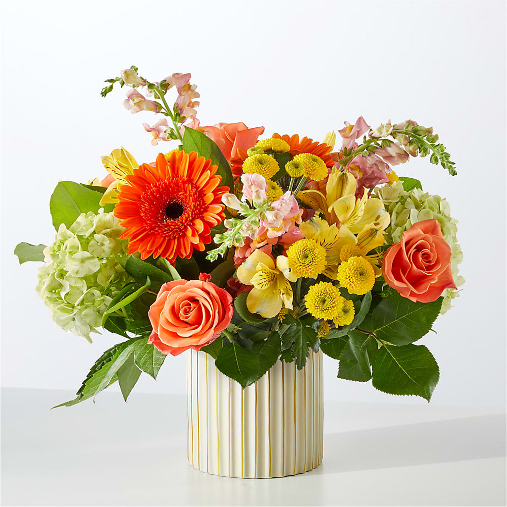 Autumn Sunshine Bouquet with Ivory Vase –  Baldwin Park Florist, Baldwin Park CA
