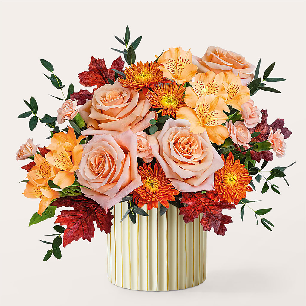 Spiced Latte Bouquet with Ivory Vase –  Baldwin Park Florist, Baldwin Park CA