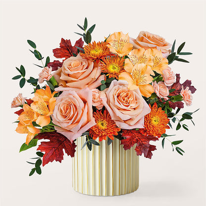 Spiced Latte Bouquet with Ivory Vase –  Baldwin Park Florist, Baldwin Park CA