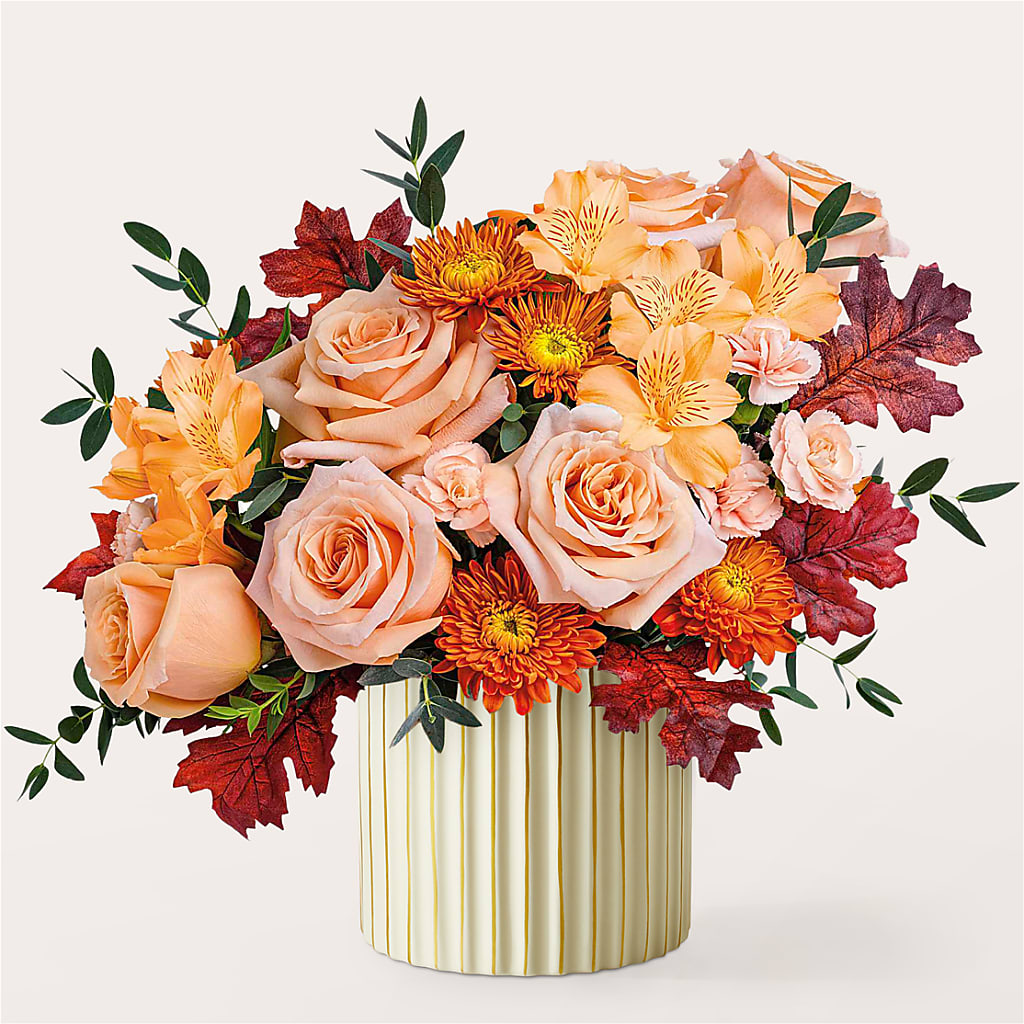 Spiced Latte Bouquet with Ivory Vase –  Baldwin Park Florist, Baldwin Park CA