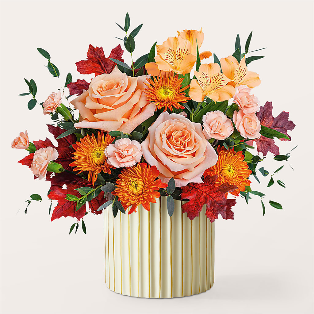 Spiced Latte Bouquet with Ivory Vase –  Baldwin Park Florist, Baldwin Park CA